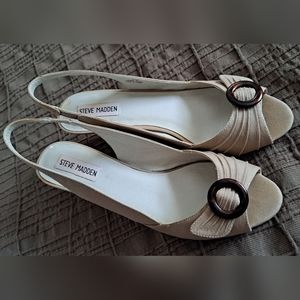 Steve Madden Spool Pump Natural Linen Women's Size 9.5